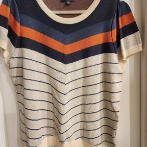 Modcloth Cream, Navy and Orange Striped Sweater